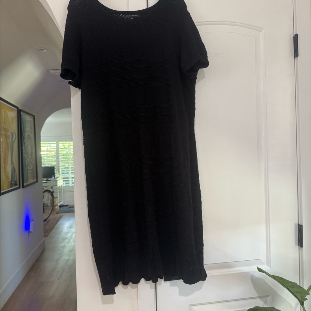 Banana Republic Black Mixed Stitch Knit Dress